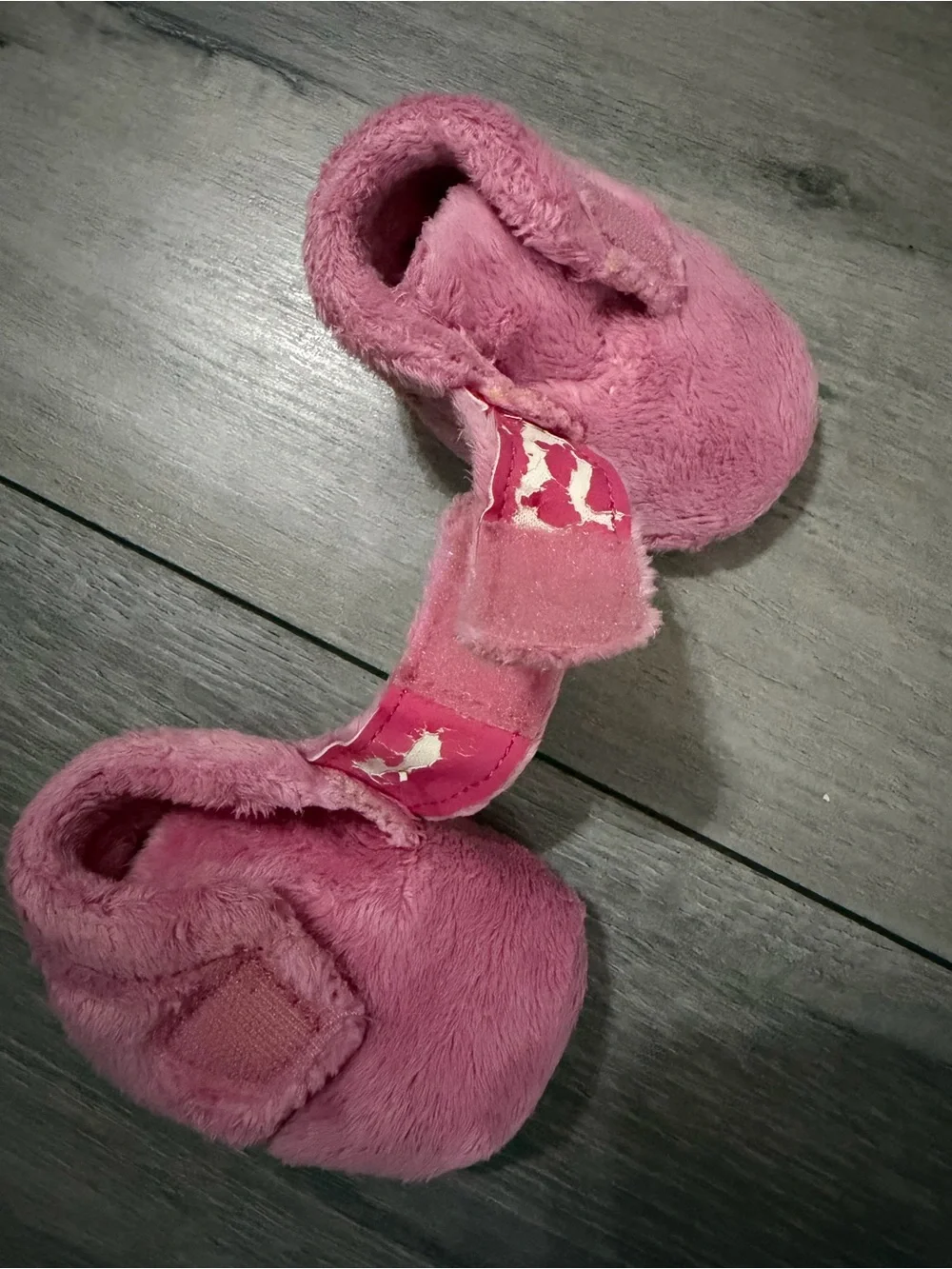 UGG Kids Pink Plush Strap Bootie Slippers